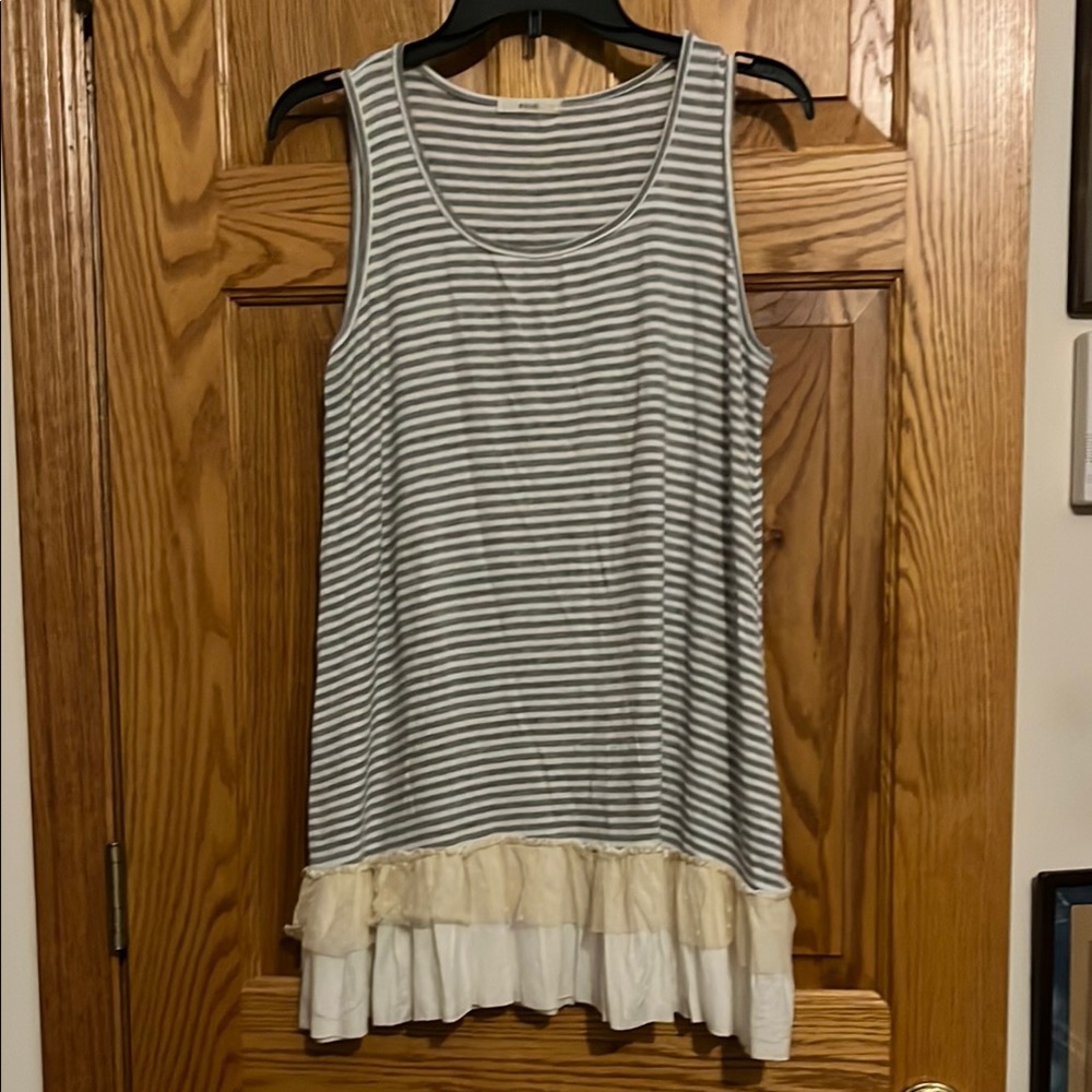 Striped Sleeveless Top with Ruffle Hem size medium